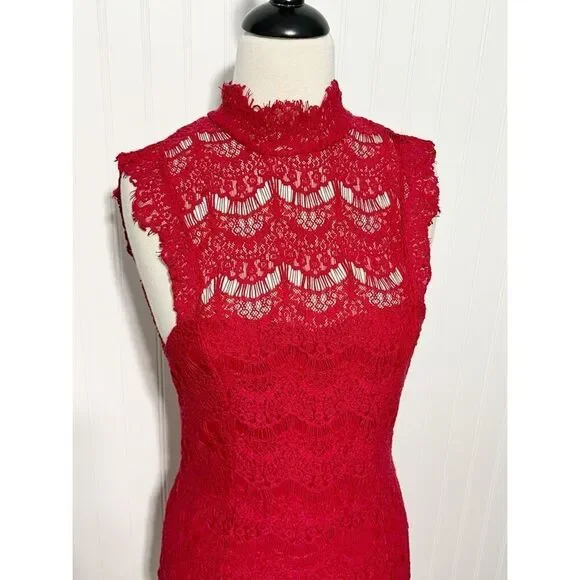 Intimately Free People Women's Daydream Lace Mini Dress Red‎ Medium - Picture 5 of 12